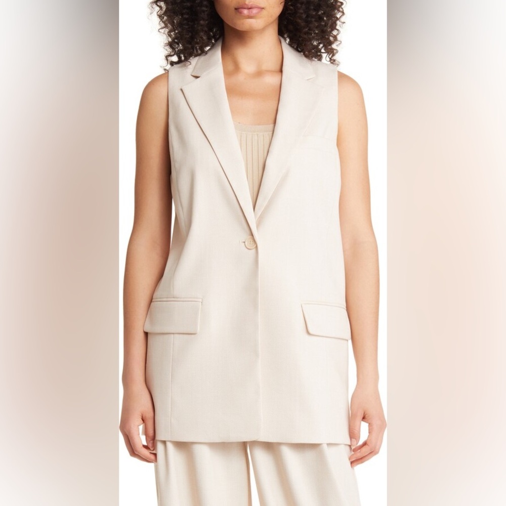 NWT Nordstrom One Button Vest - Women’s XL - Cream